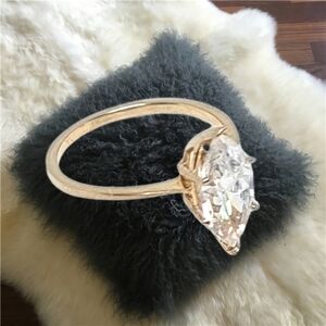 Solid 14k Gold with Multifaceted Marquis Cut CZ Ring